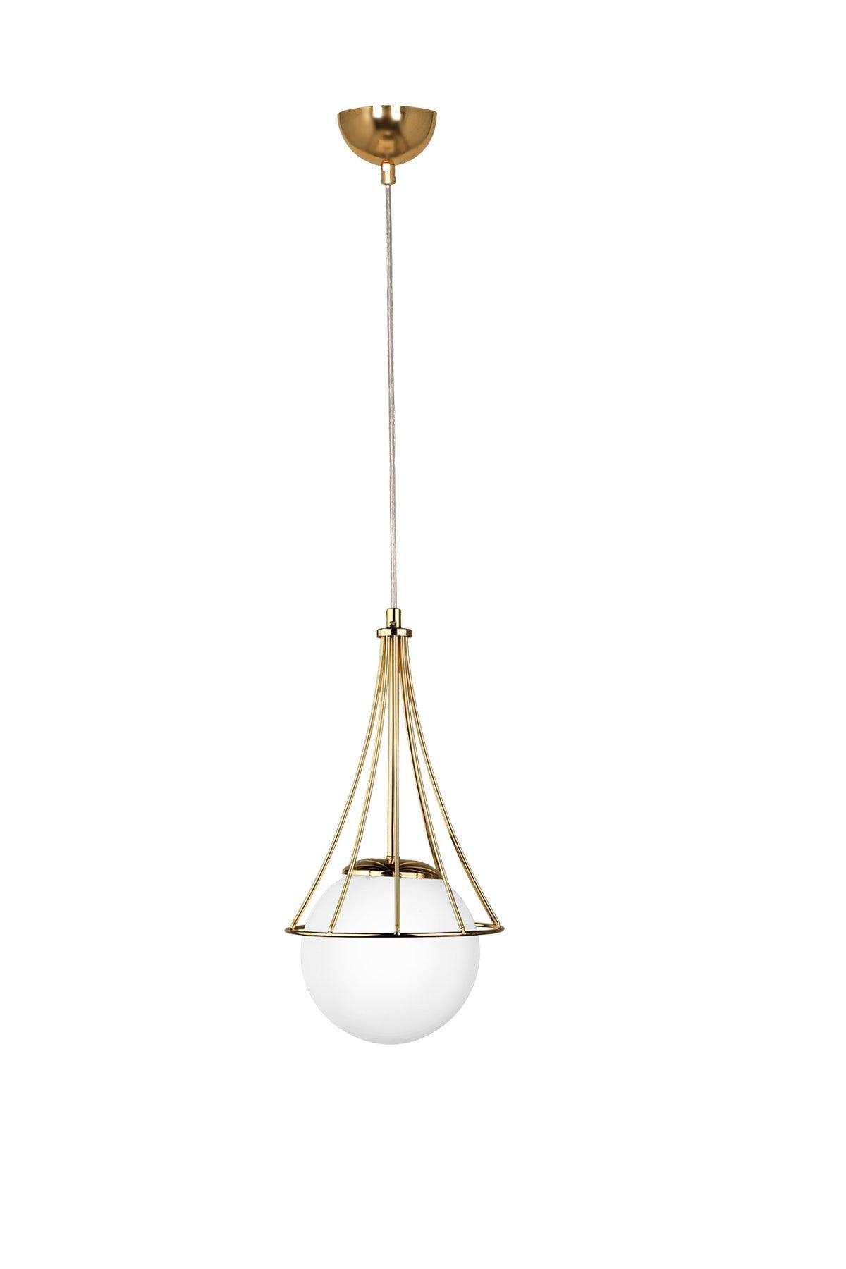 Lapis Single Chandelier Gold-white Globe Glass - Swordslife