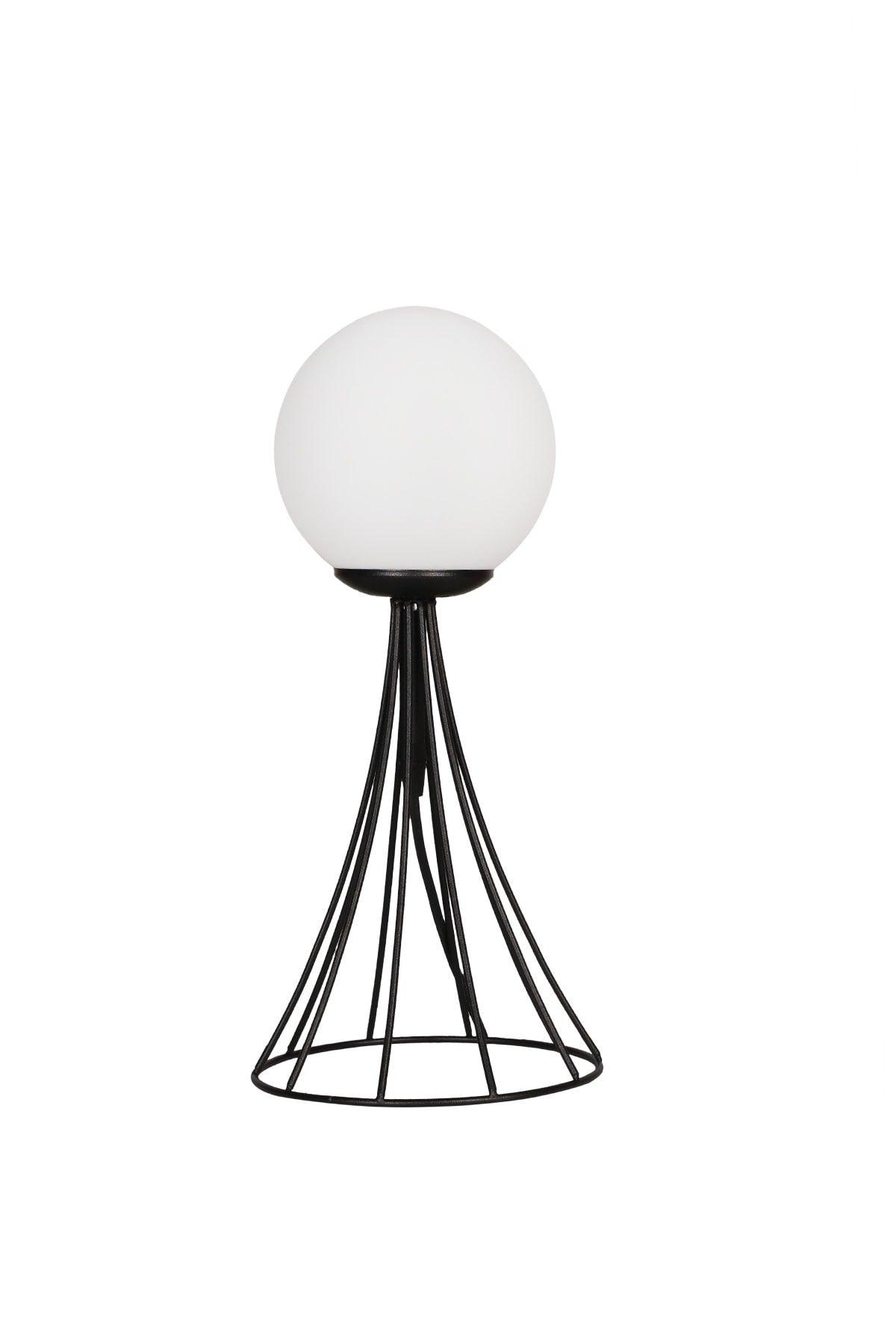 Lapis Table Lamp Black White Globe Glass - Swordslife