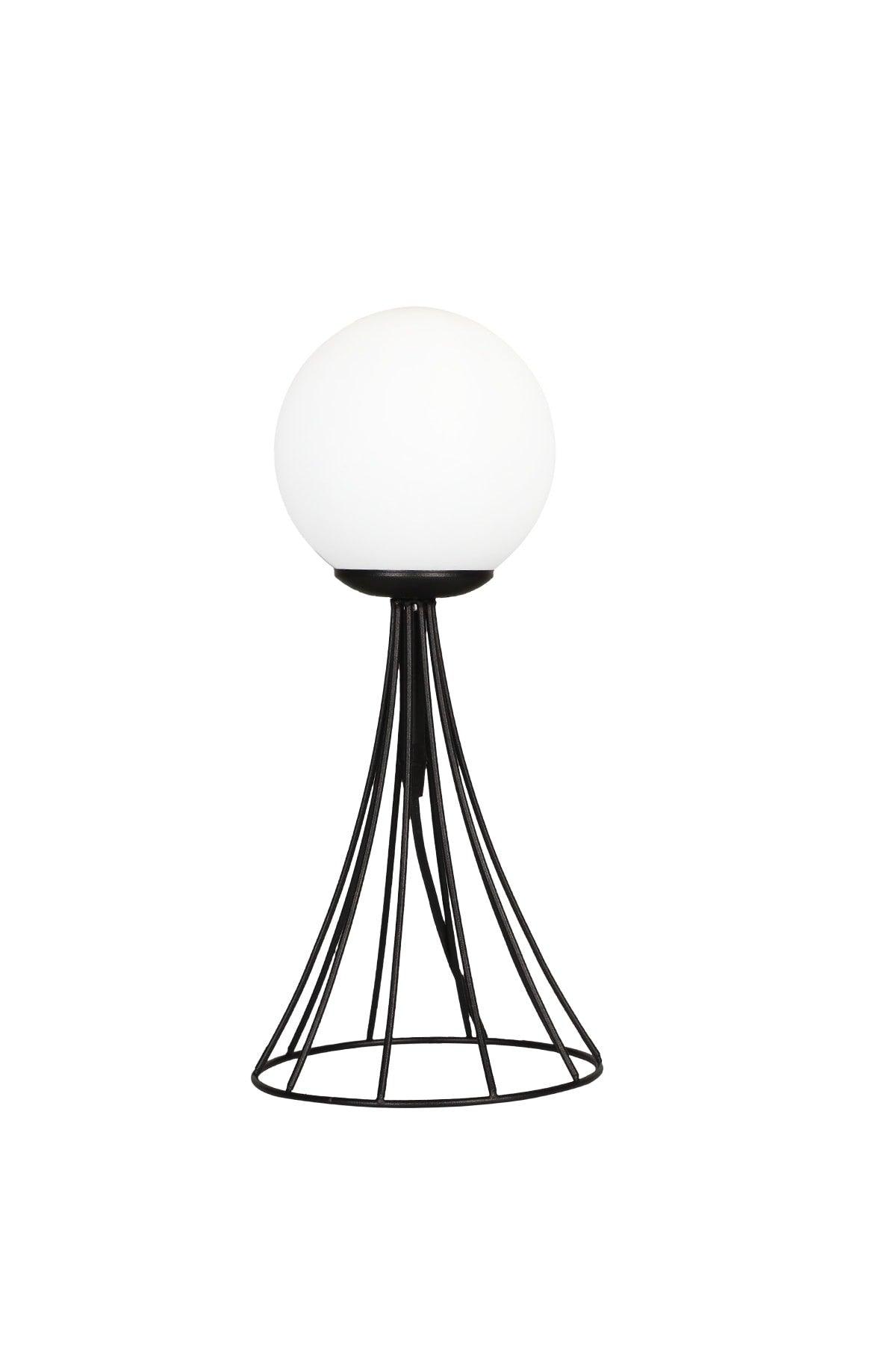 Lapis Table Lamp Black White Globe Glass - Swordslife