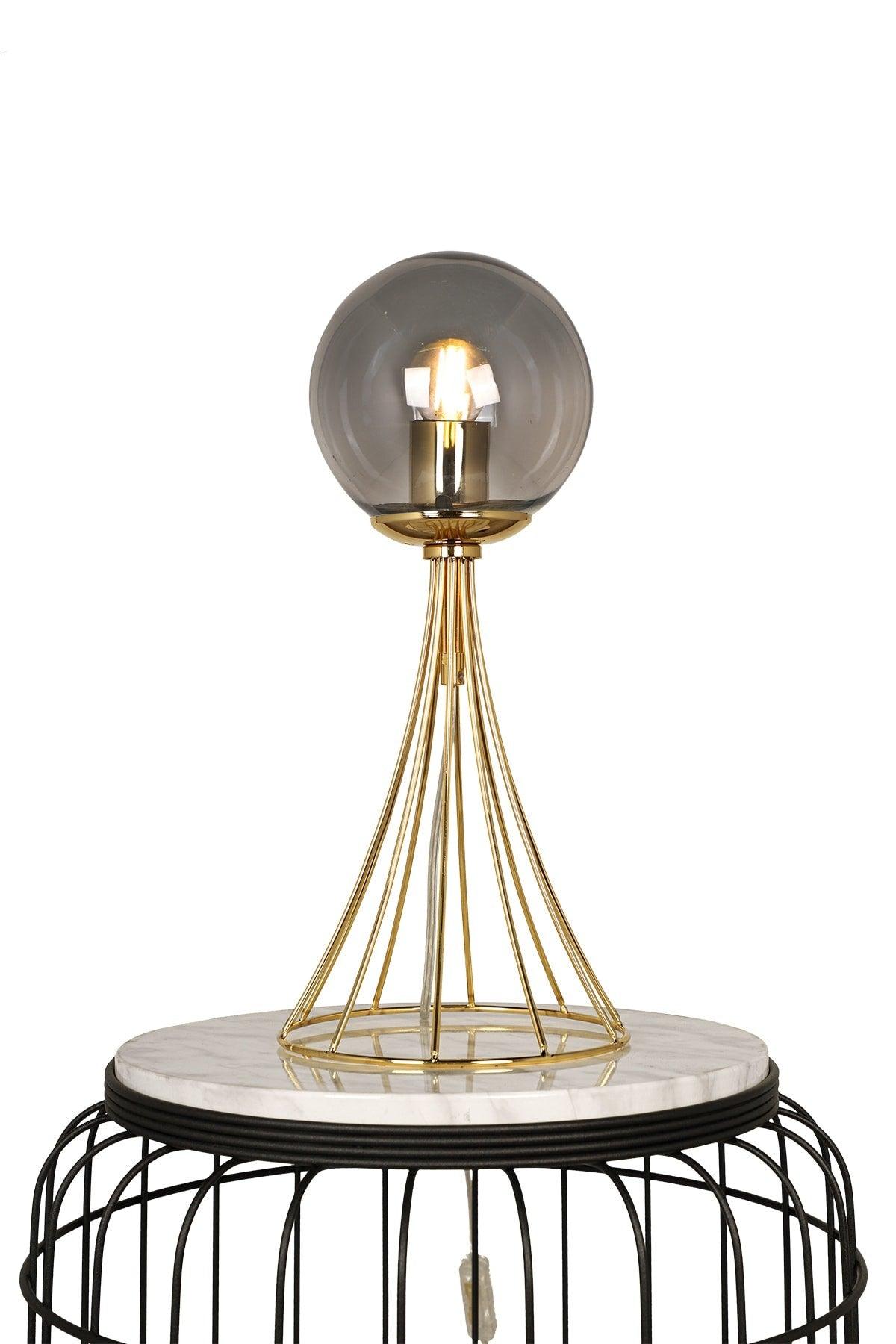 Lapis Table Lamp Gold Smoked Globe Glass - Swordslife