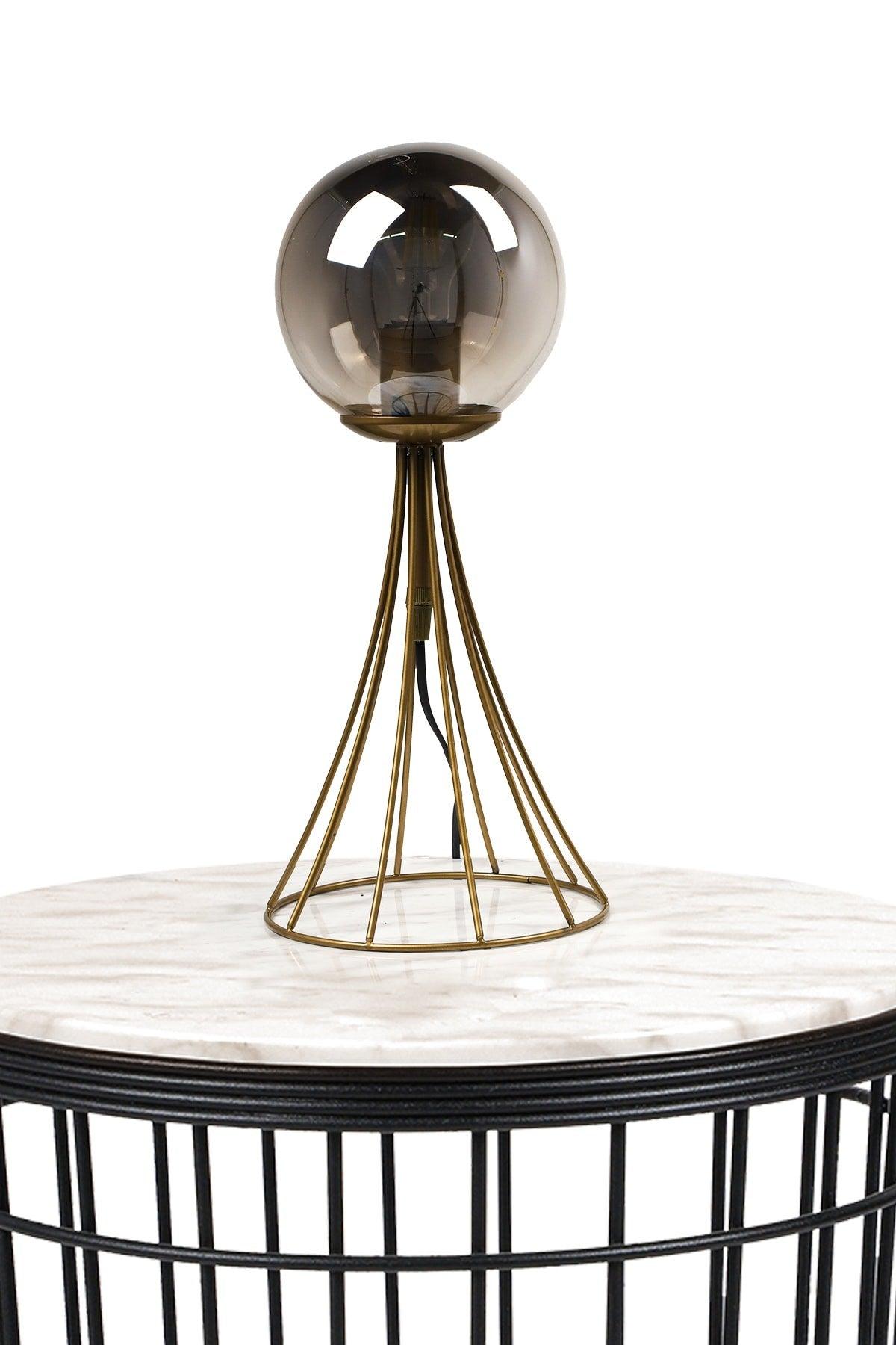 Lapis Table Lamp Tumbled Smoked Globe Glass - Swordslife