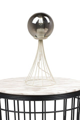 Lapis Table Lamp White Smoked Globe Glass - Swordslife
