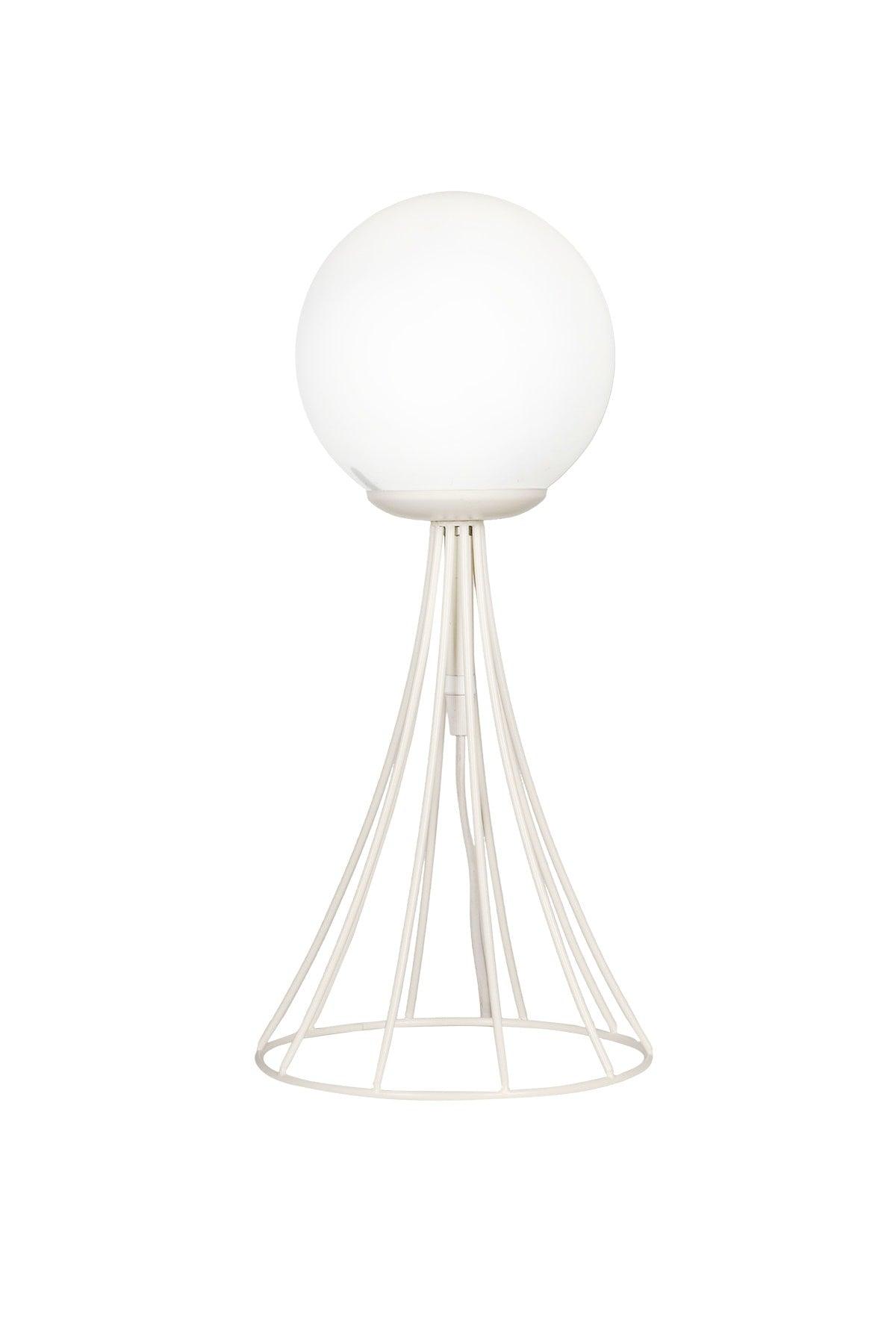 Lapis Table Lamp White White Globe Glass - Swordslife