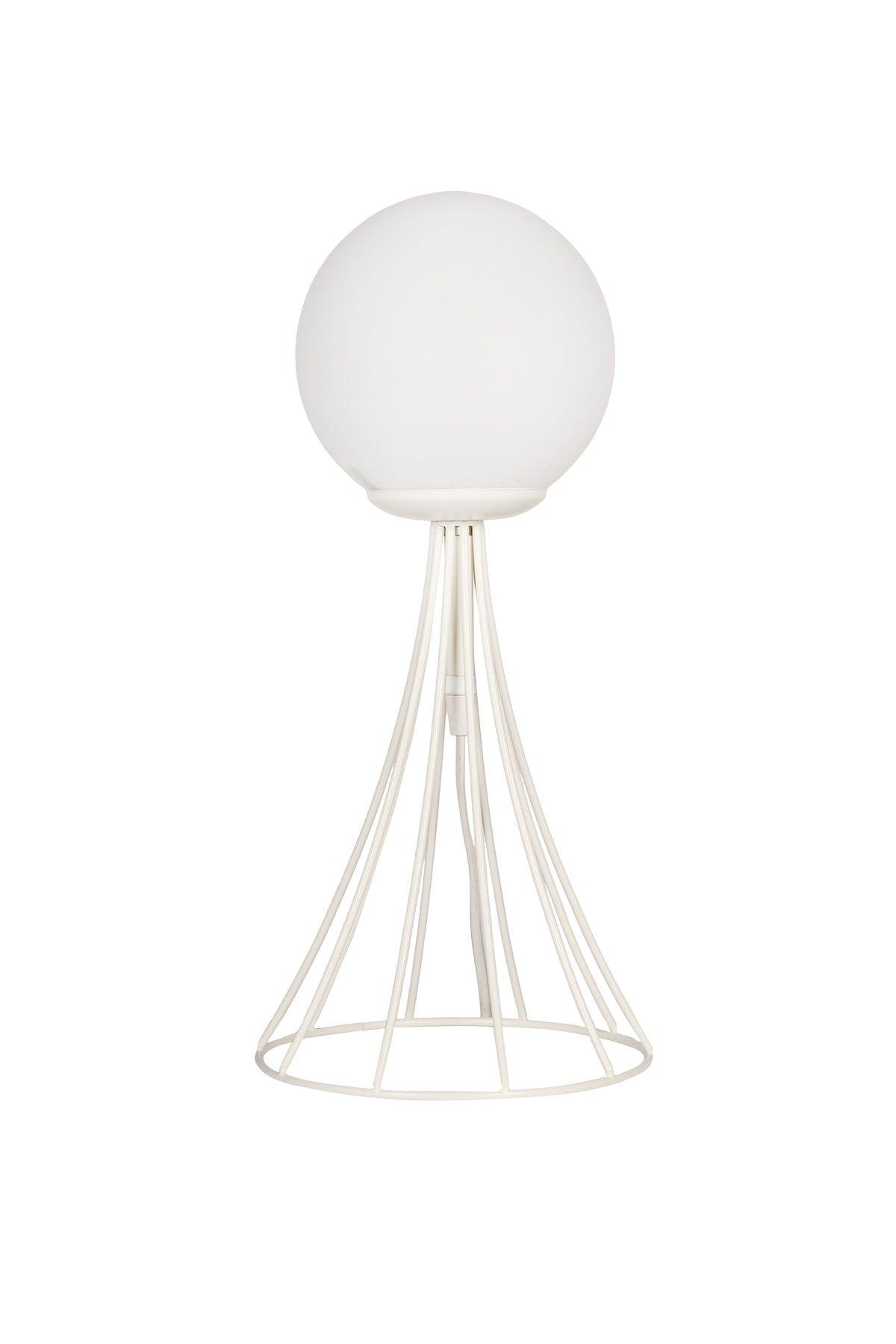 Lapis Table Lamp White White Globe Glass - Swordslife
