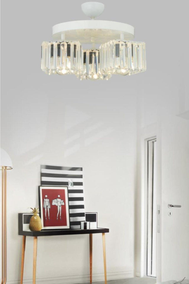 Lara Triple White Plaf.k-10 Crystal Stone Chandelier - Swordslife