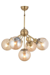 Ların 5 Piece Tumbled Yellow Globe Glass Chandelier - Swordslife