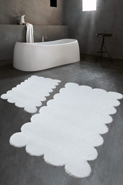 White Plush Bath Mat Set - 2 Pack - Non-Slip, Machine Washable, Luxurious Feel