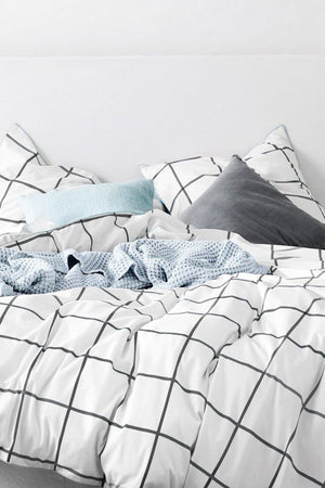 Elastic Bed Linen Duvet Cover Set Double Square White Large - Swordslife