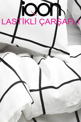 Elastic Bed Linen Duvet Cover Set Double Square White Large - Swordslife