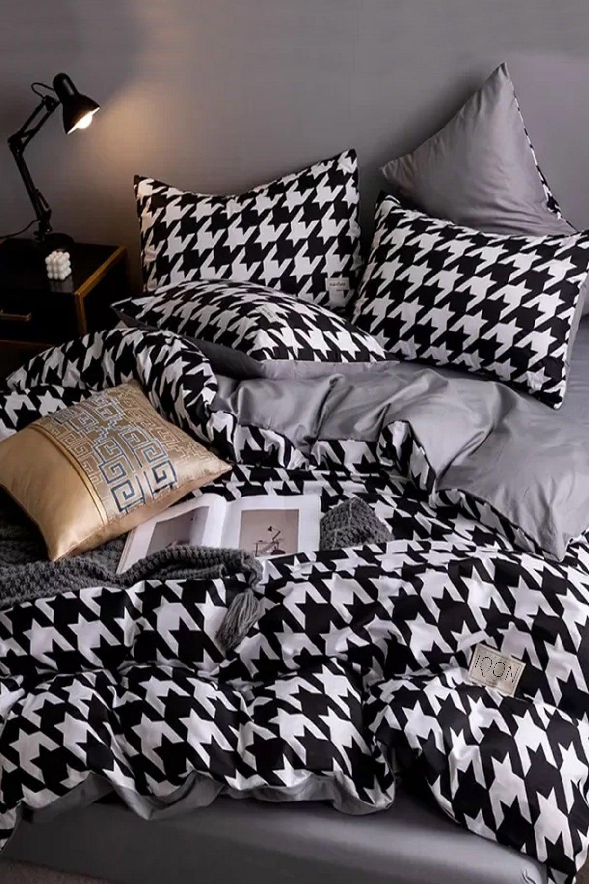 Elastic Bed Linen Duvet Cover Set Double Crowbar Gray - Swordslife