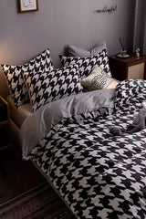 Elastic Linen Duvet Cover Set Double Premium Cotton Crowbar Gray - Swordslife