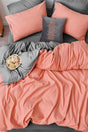 Elastic Linen Duvet Cover Set Double Salmon Gray - Swordslife