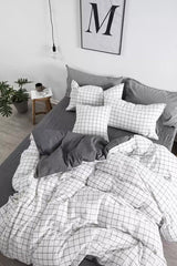 Elastic Bed Linen Duvet Cover Set Single White Small Square Small - Swordslife