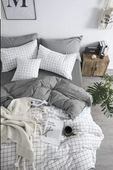 Elastic Bed Linen Duvet Cover Set Single White Small Square Small - Swordslife