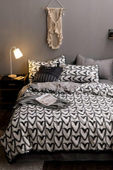 Elastic Bed Linen Duvet Cover Set Single Love Heart Gray - Swordslife