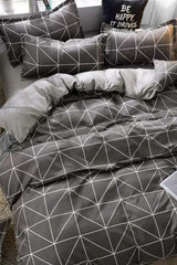 Elastic Bed Linen Duvet Cover Set Single Pyramid Gray - Swordslife