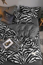 Elastic Bed Linen Duvet Cover Set Single Zebra Black White - Swordslife