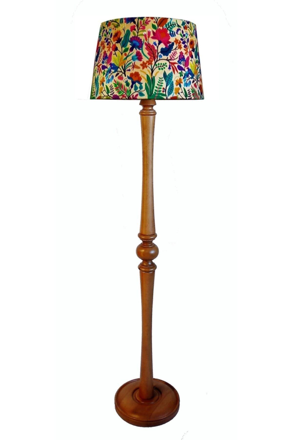 Handmade Solid Floor Lamp with Turned Leg (Spring Pattern-light Walnut) - Swordslife