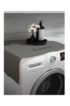 Gray printed washing machine cover for front-loading models