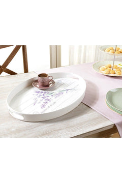 White oval serving tray, 43x30 cm