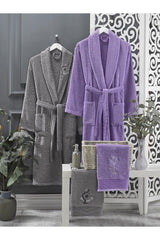 Lavender Anthracite Towel Bathrobe Set of 4 - Swordslife