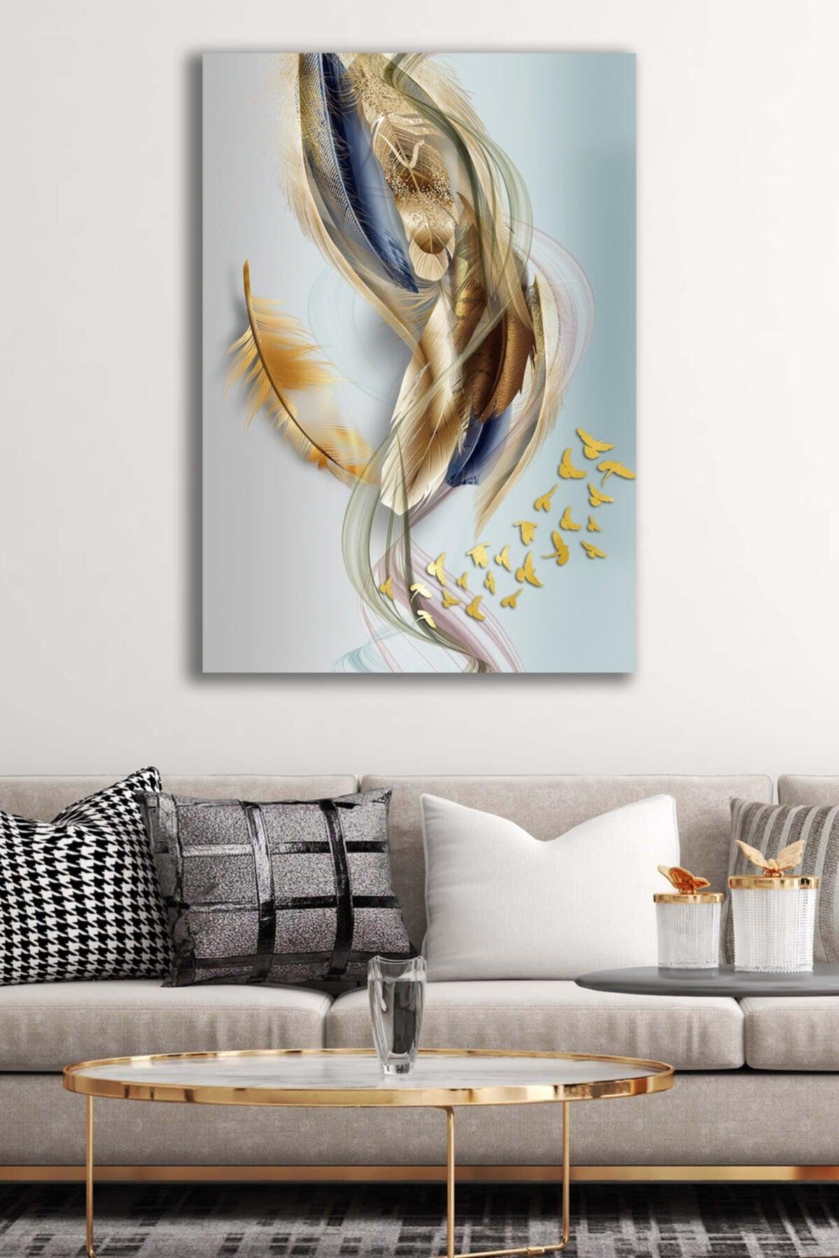 Leaf Gold Bird Decorative Canvas Wall Painting - Swordslife