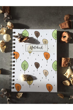 100-page unlined spiral notebook with leaf pattern cover
