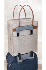 Leather Handle Travel Shoes/ Luggage Bag- Cream - Swordslife