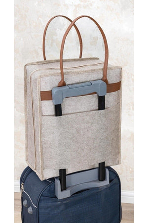 Leather Handle Travel Shoes/ Luggage Bag- Cream - Swordslife