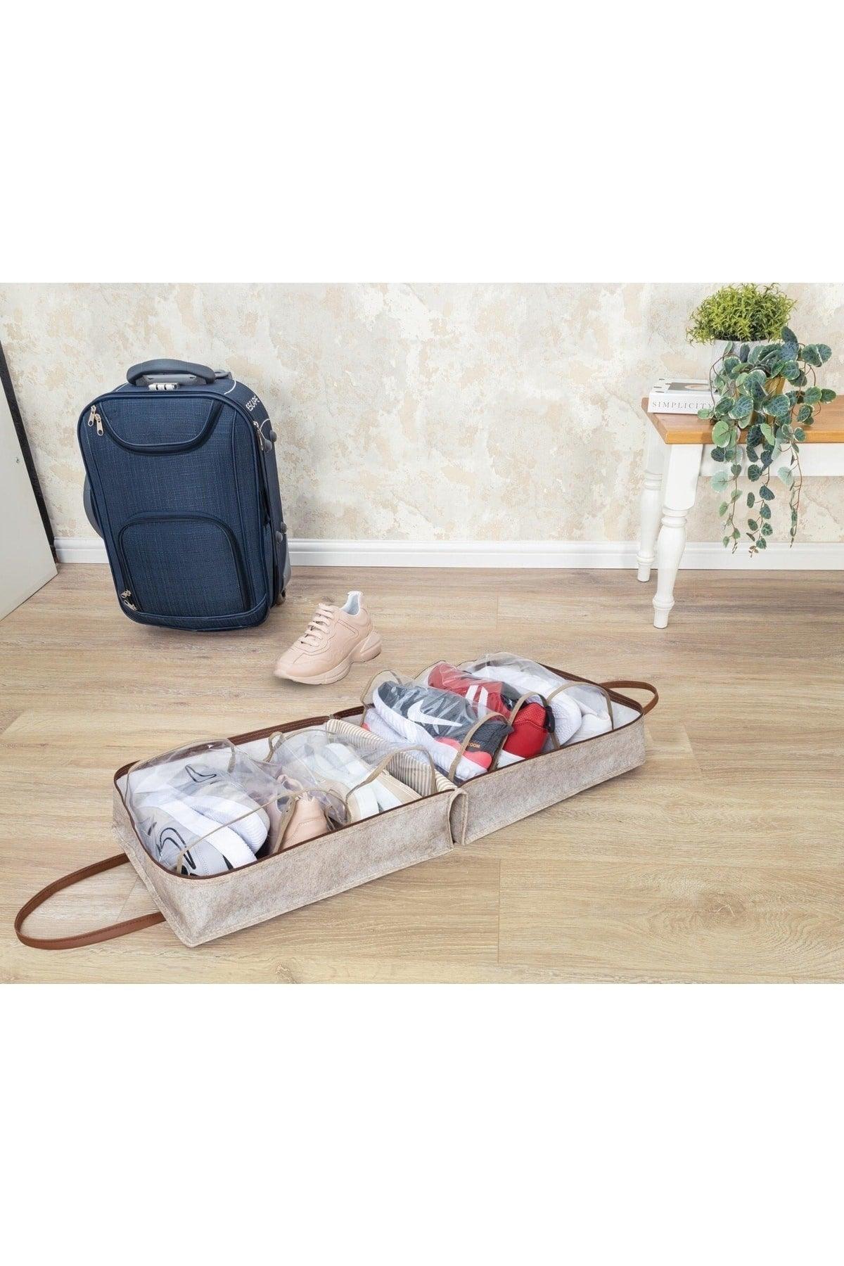 Leather Handle Travel Shoes/ Luggage Bag- Cream - Swordslife