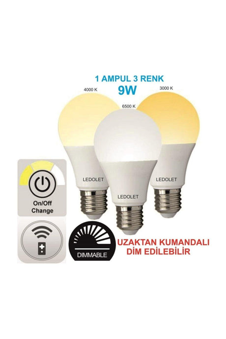 Led Bulb 9 Watt Ddb 3 Colors Dimmable and Remote