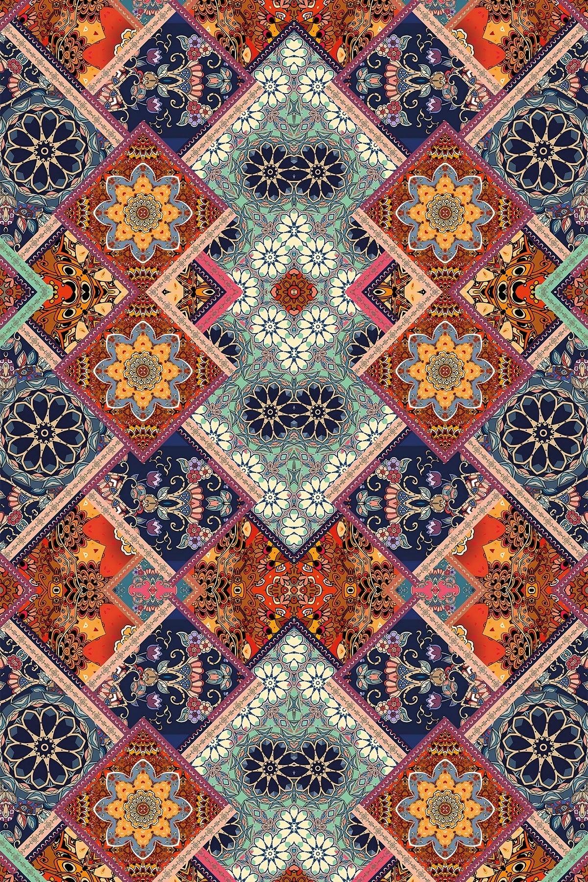 Stain Resistant Thai Feather Velvet Washable Fabric Ethnic Pattern Stain Resistant Table Cloth Mso077 - Swordslife