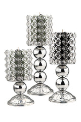 Leman 3rd Set Candle Holder Chrome Crystal - Swordslife