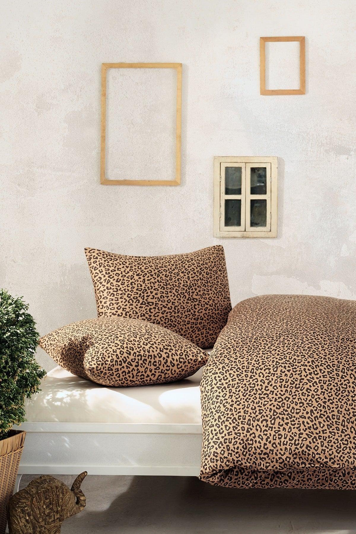 Leopard 100% Cotton Ranforce Double Duvet Cover Set 200x220 - Swordslife