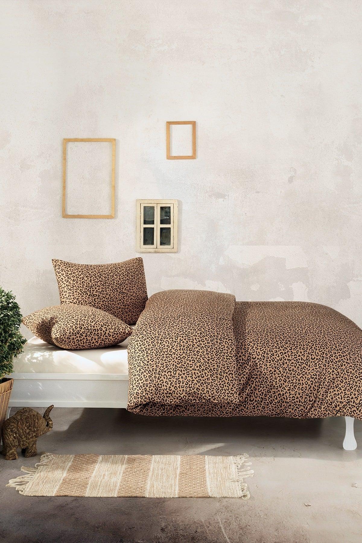 Leopard 100% Cotton Ranforce Double Duvet Cover Set 200x220 - Swordslife