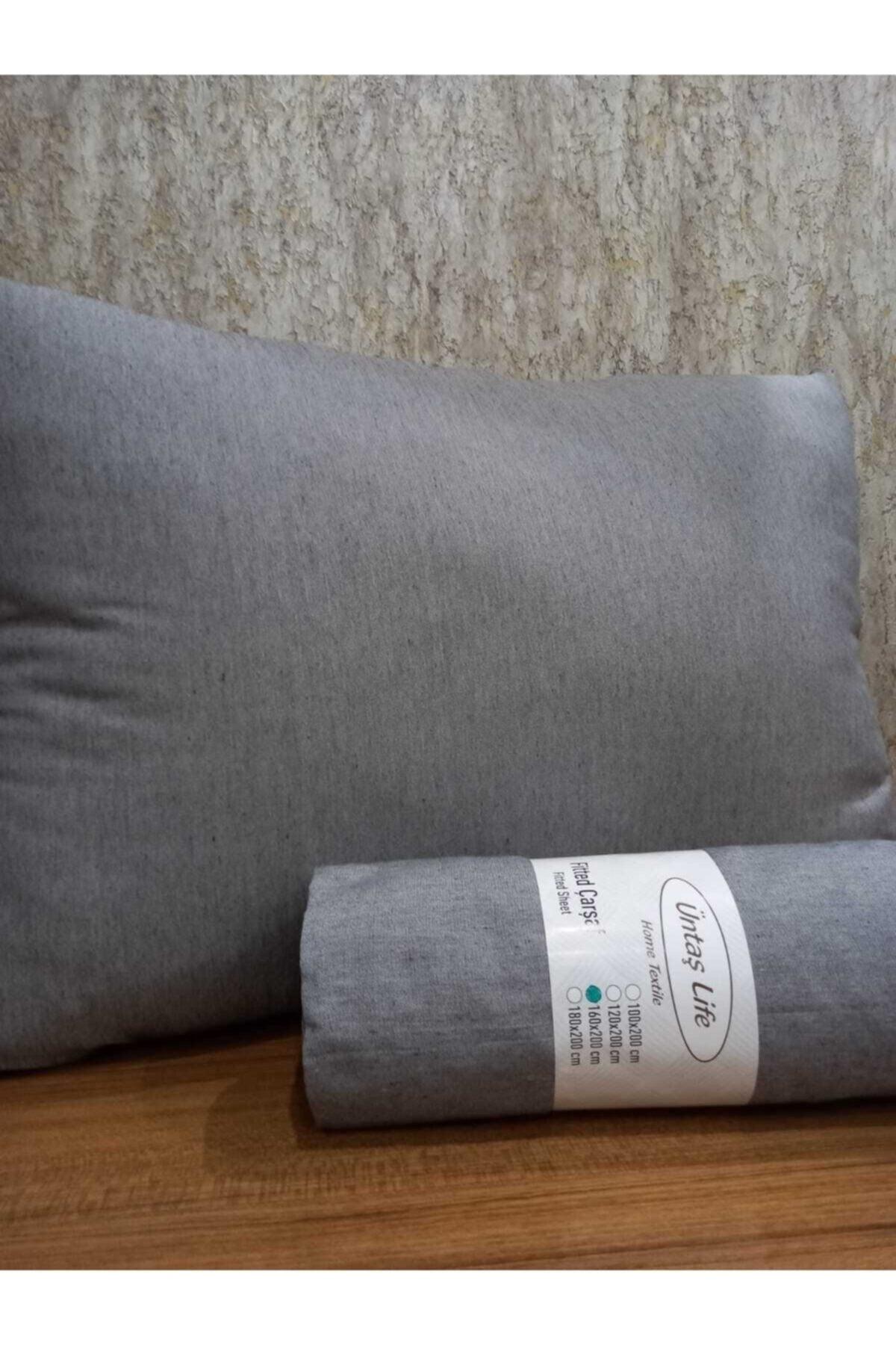 Life 160x200 Double Elastic Bed Sheet+2 Pillowcase Plain Gray Ec160plain Gray Sheet - Swordslife