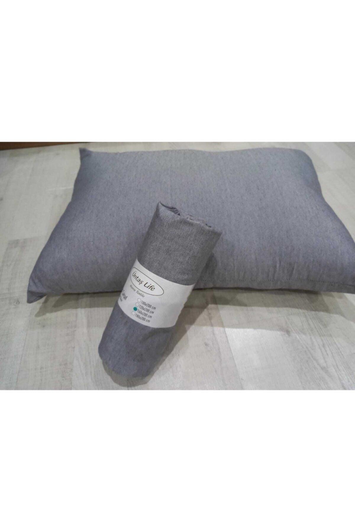 Life 160x200 Double Elastic Bed Sheet+2 Pillowcase Plain Gray Ec160plain Gray Sheet - Swordslife