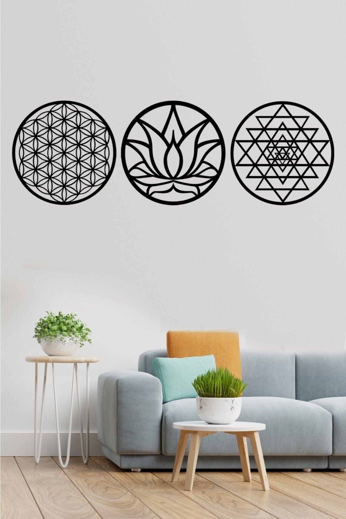 Flower of Life Lotus Flower And Sri Yantra Triple