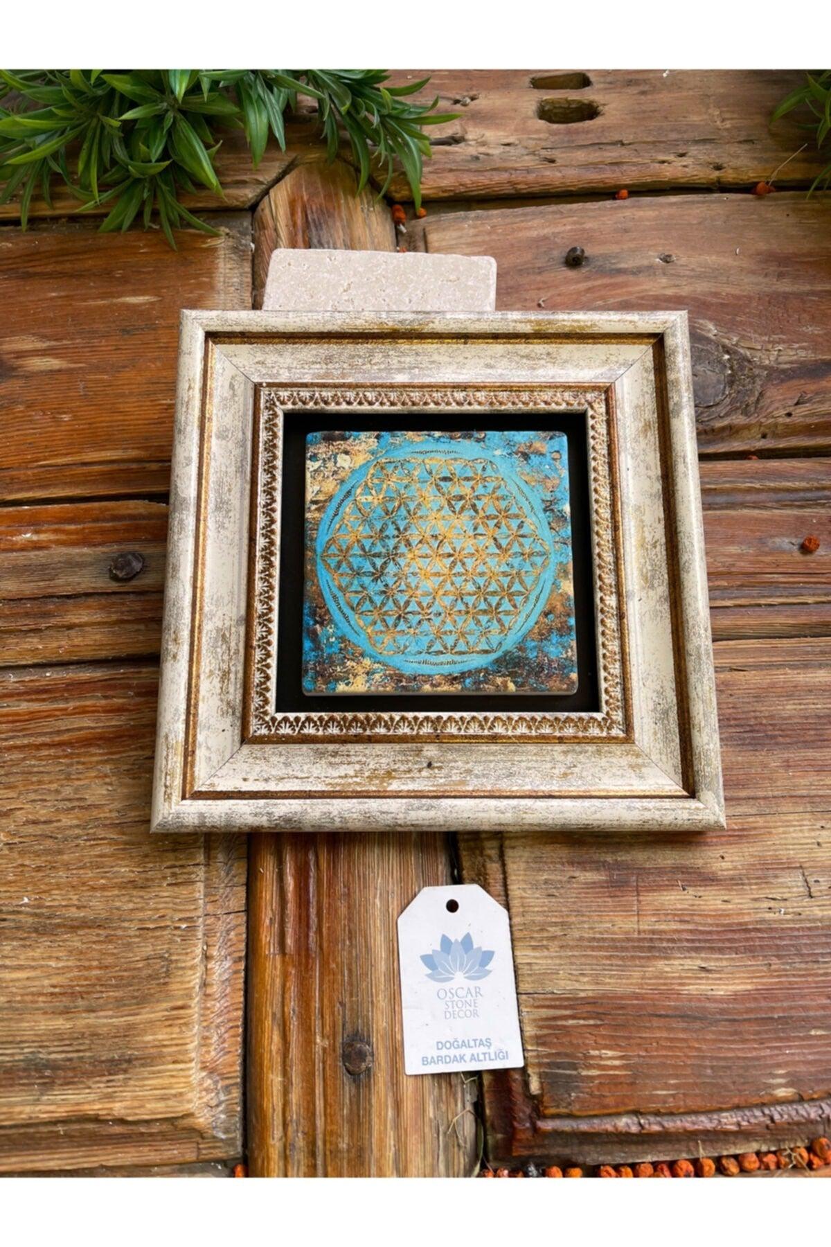 Flower of Life Framed Stone Wall Decor 20x20 Cm-wall Decor - Swordslife