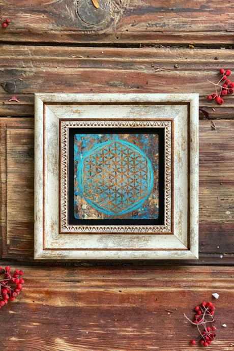 Flower of Life Framed Stone Wall Decor 20x20 Cm-wall Decor - Swordslife