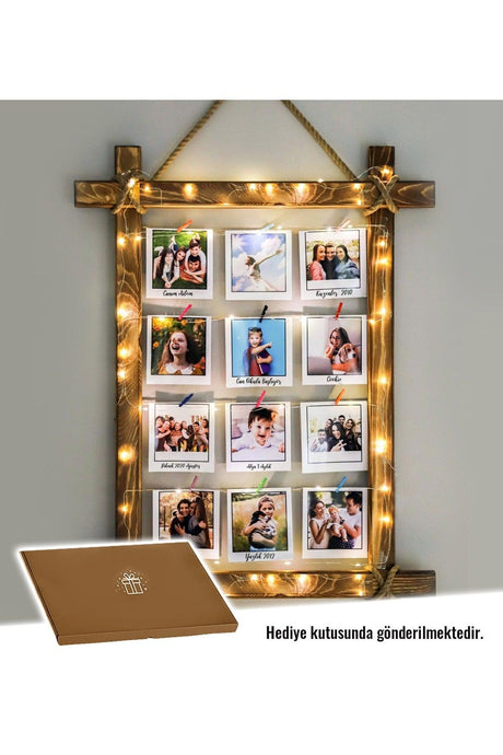 Photo Hanger Wooden Frame With Lighted Latch