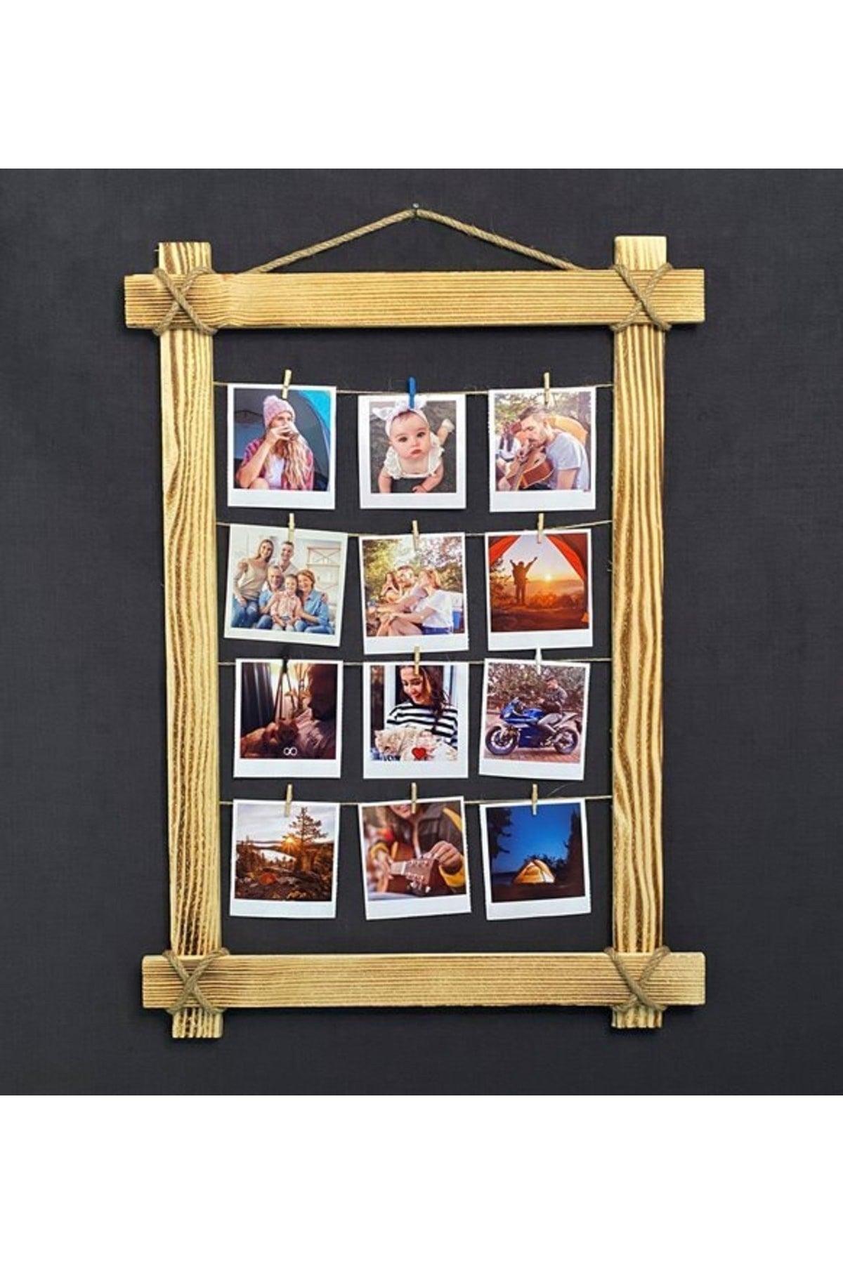 Photo Hanger Wooden Frame With Lighted Latch