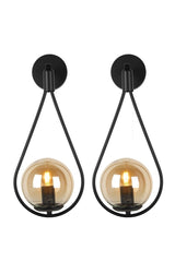 Lighting Drop Sconce Black Honey Globe Glass (2 Pieces) - Swordslife