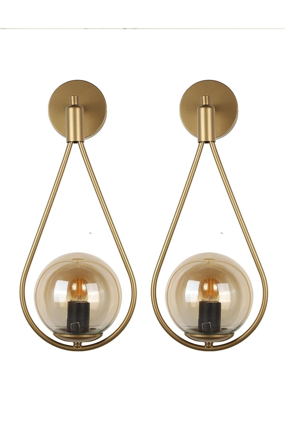 Lighting Drop Sconce Tumbled Honey Globe Glass 2 Pieces - Swordslife