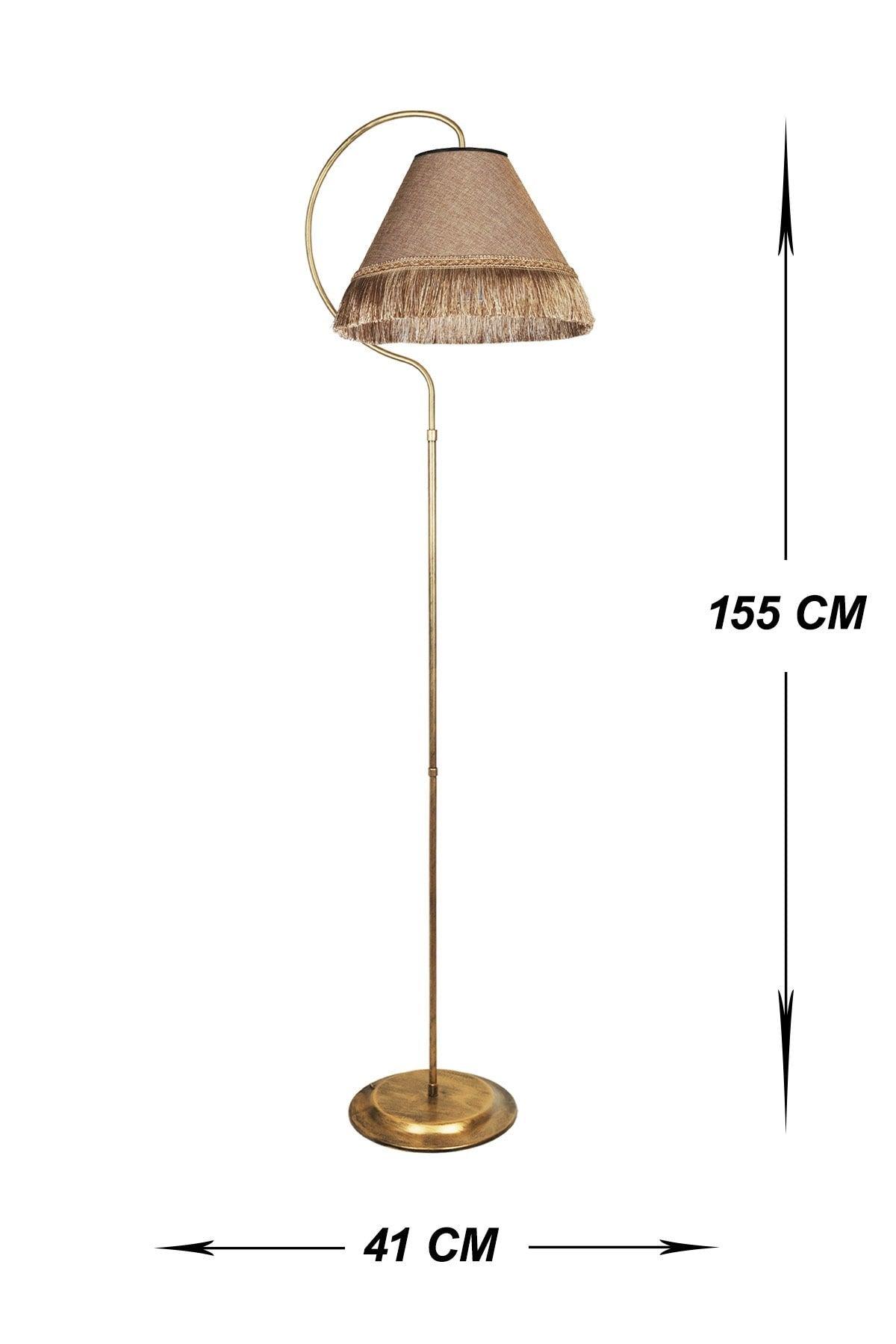 Lighting Floor Lamp Blossom Black Yellow Patina Lampshade Red Tassels - Swordslife