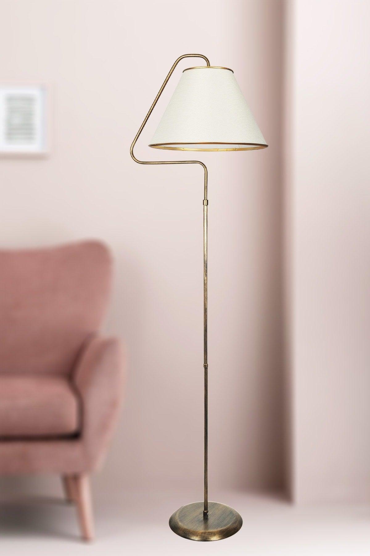 Lighting Floor Lamp Gold Lena Triangle Black Yellow Patina (gold Circle) Cream Hat - Swordslife