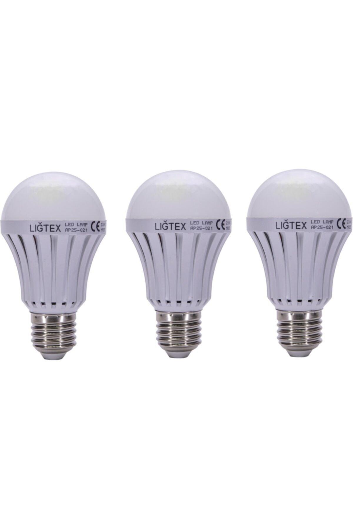 Lığtex (3 Pieces) Rechargeable 8w E27 Led Bulb