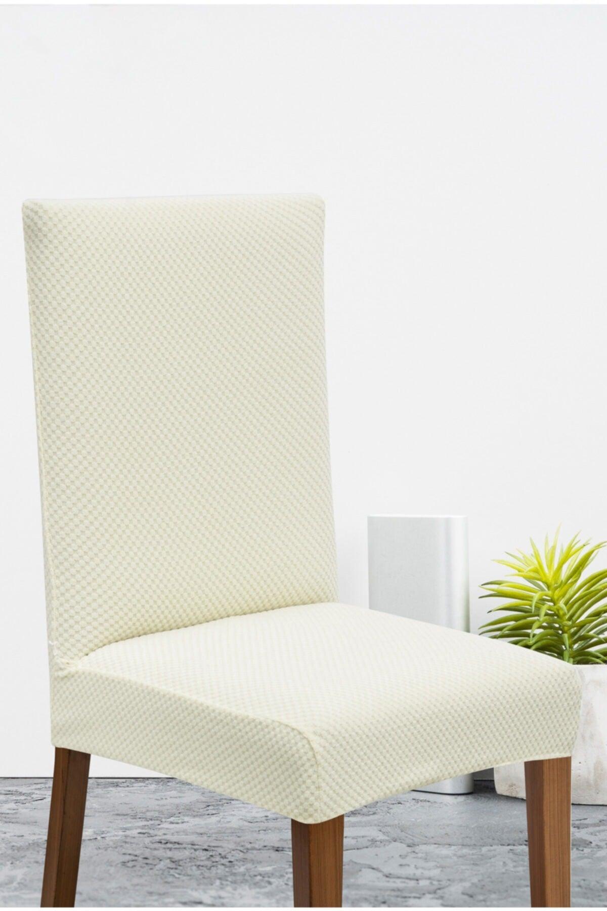 Lycra Washable 4-Seat Chair Cover | Chair Cover Ecru - Swordslife