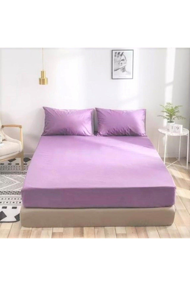 Lilac Colored 100% Cotton Combed Cotton Single/Double Elastic Bed Sheet (7 Different Sizes) - Swordslife