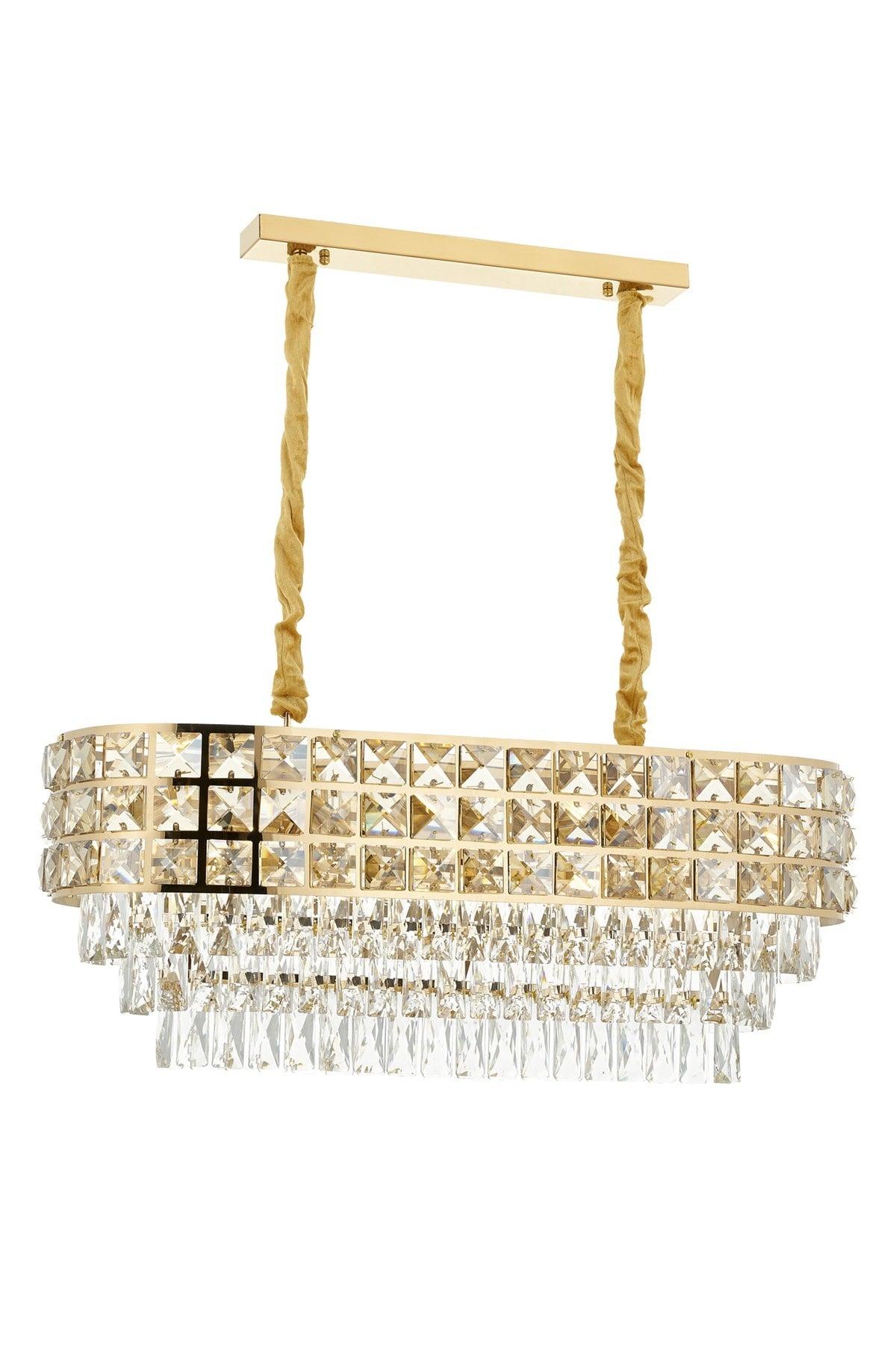 Liliana 80's Yellow Crystal Stone Chandelier Over the Dining Table - Swordslife